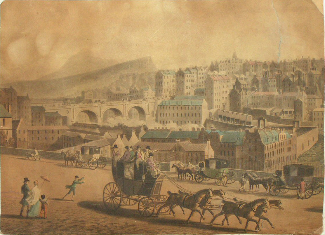 Aquatint - Edinburgh. A View of the Old Town, taken from Princes Street  - Clark